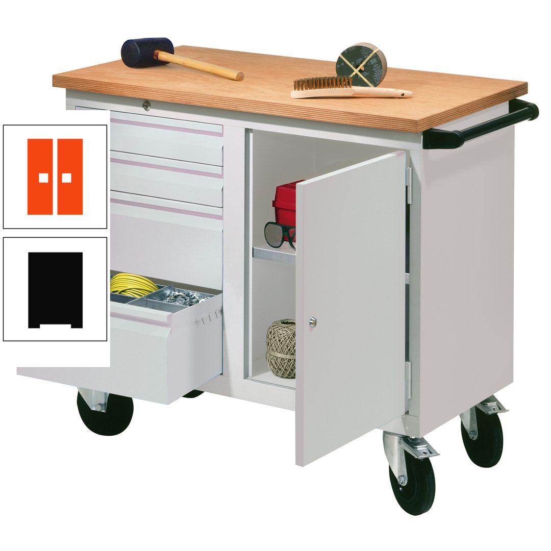 Mobile Werkbank - Werkstattwagen - 915 x 1.090 x 600 mm - 4 Schubladen und Schrankfach - anthrazitgrau