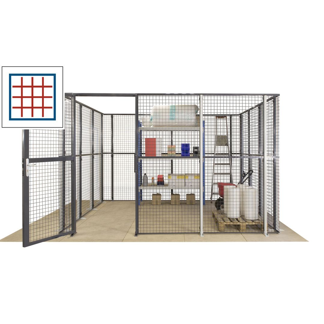 Maschinen Schutzgitter - Hallentrennwand - Sicherheitszaun - Tür - 72 m - 2.200 x 21.400 x 15.400 mm (HxBxT) - enzianblau