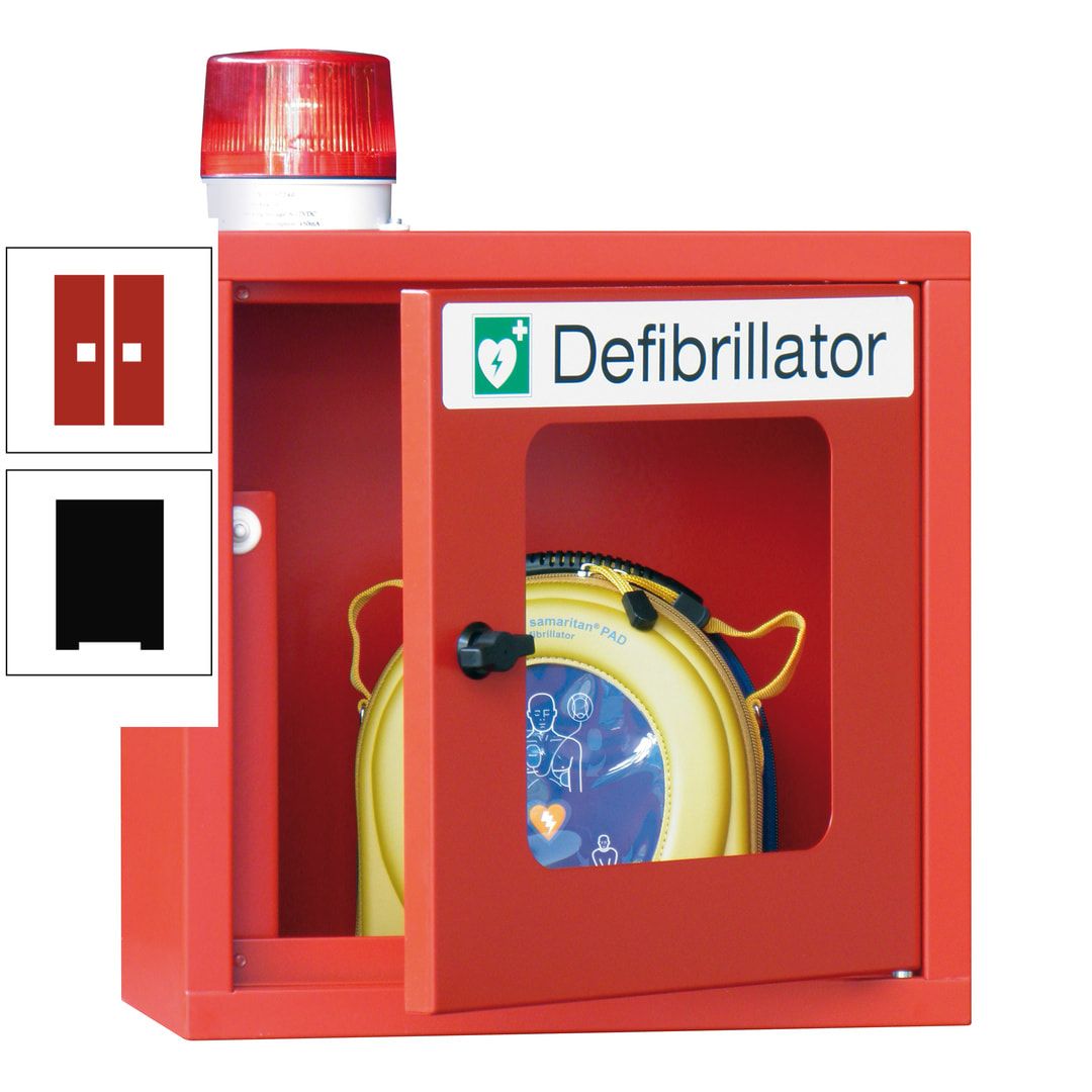 Defibrillatorenschrank mit akustischem und optischem Alarm - 490 x 400 x 200 mm (HxBxT) - Sichtfenster - anthrazitgrau