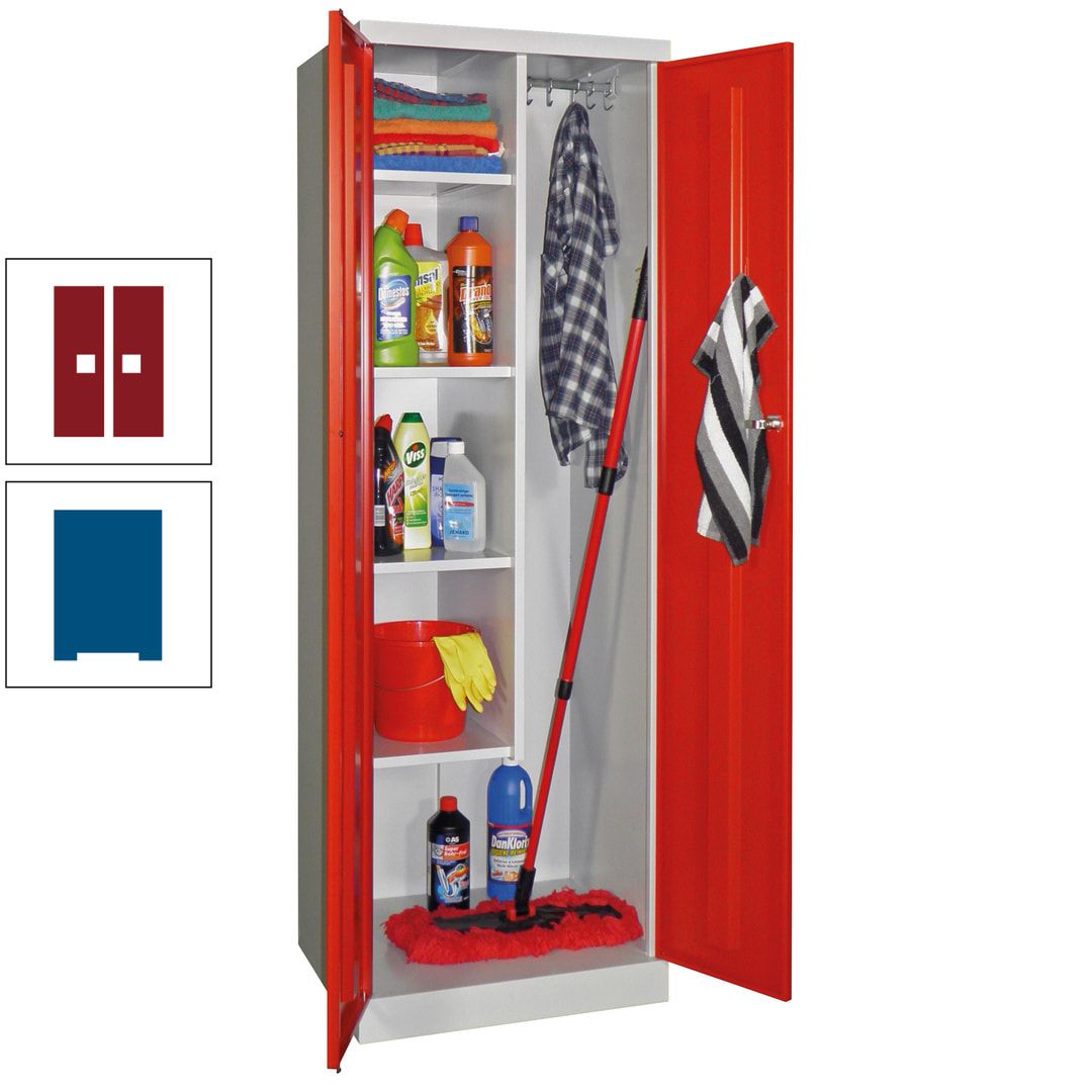 Putzschrank mit Sockel - 1 Abteil mit Trennwand - 1.800x600x500 mm (HxBxT) - Zylinderschloss - anthrazitgrau