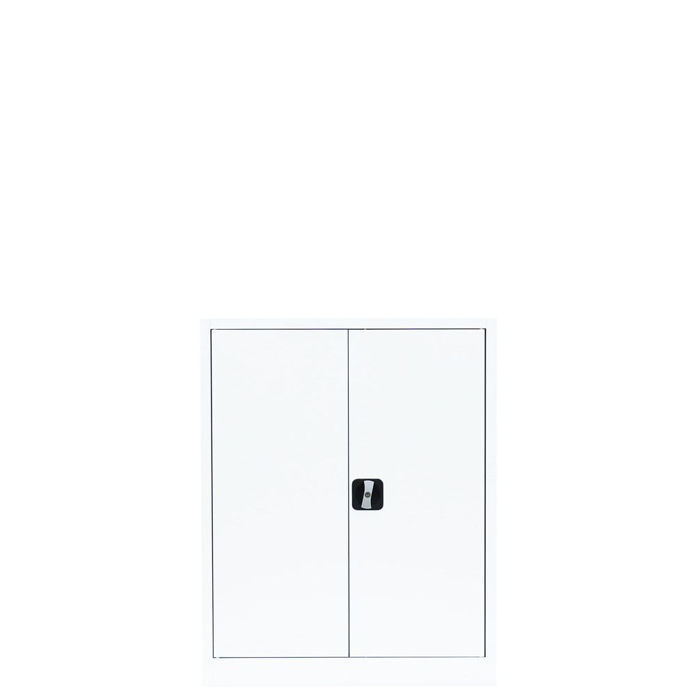 Aktenschrank, Büroschrank, abschließbar, Flügeltüren, 2 Fachböden, 1.000 x 800 x 383 mm (HxBxT), Stahl, Korpus und Türen in lichtgrau