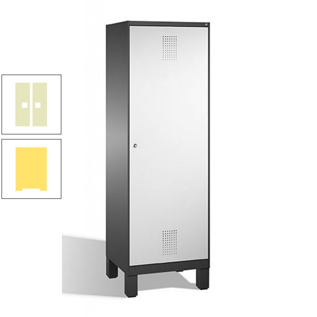 Doppel-Spind, Garderobenschrank, 1 Tür für 2 Abteile a 300 mm, Korpus anthrazitgrau, Türen anthrazitgrau, 1.850 x 600 x 500 mm (HxBxT)