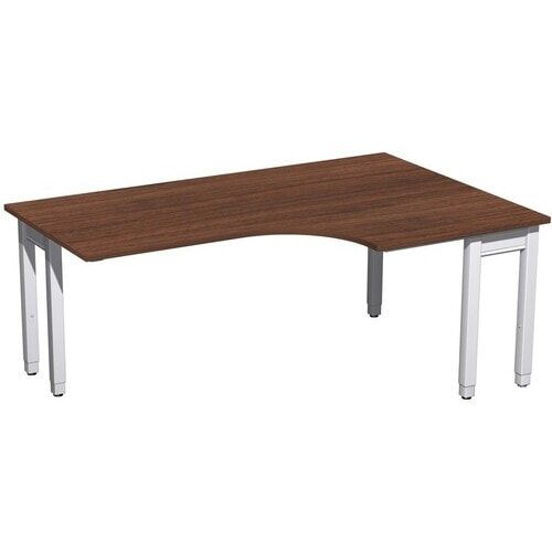 Eckschreibtisch, Eckteil 800 mm, rechts, einseitig verkürzt, 4-Fuß Quadrat Pro, höhenverstellbar, 680-800 x 1.600 x 1.200 mm (HxBxT), Dekor Ahorn