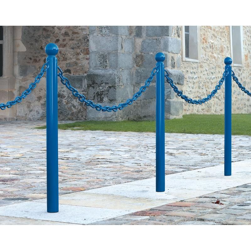 Pfosten mit Bogenkopf und 1 Öse - Durchmesser 60 mm - Höhe 1.000 mm - Farbe enzianblau