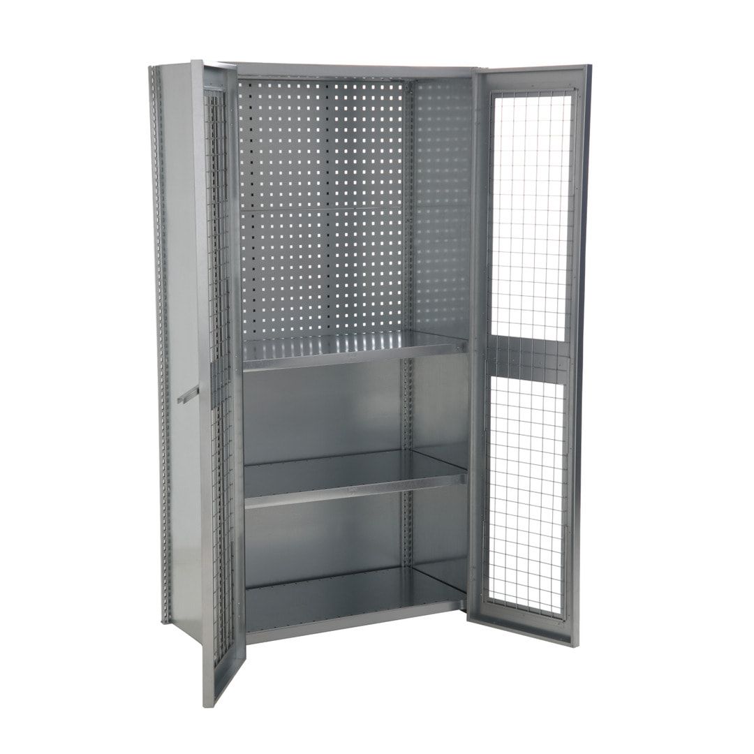Werkstatt Regalschrank - Anbauregal - Gitter Flügeltüren - 2.000 x 1.005 x 500 mm (HxBxT) - BERT
