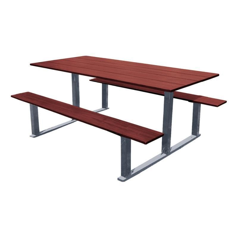 Picknicktisch - Sitzgarnitur - stationär - Holz mit Mahagoni-Optik - 750 x 1.500 x 1.300 mm (HxBxT) - Farbe enzianblau
