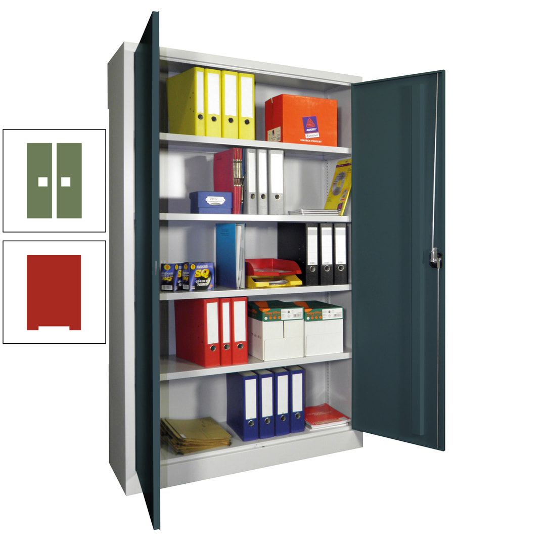 Aktenschrank - Vollblechtüren - 1.950x1.200x400 mm (HxBxT) - 4 Einlegeböden verzinkt - Zylinderschloss - anthrazitgrau