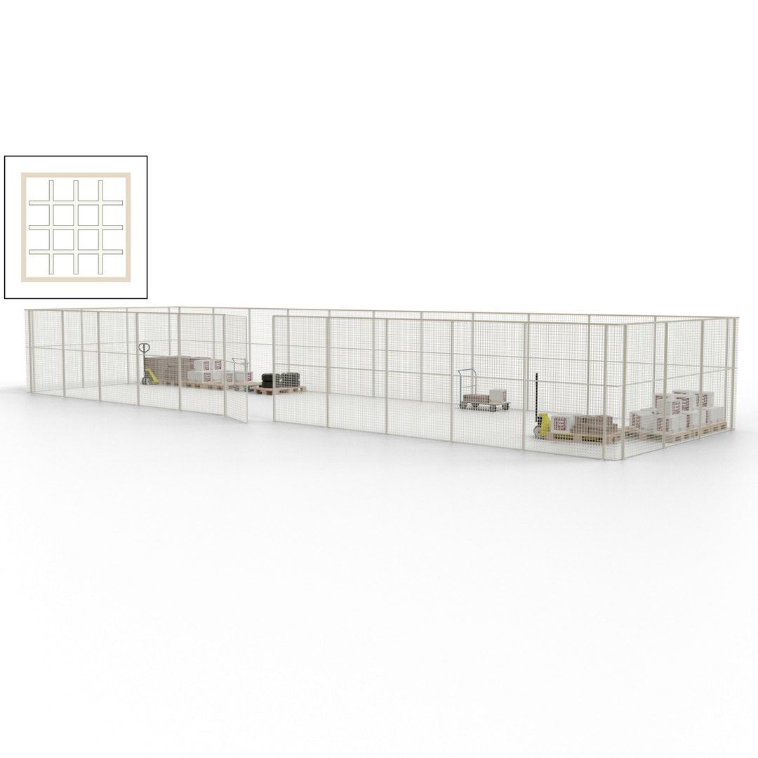 Maschinen Schutzgitter - Hallentrennwand - Sicherheitszaun - Tür - 42 m - 2.200 x 16.900 x 4.900 mm (HxBxT) - enzianblau