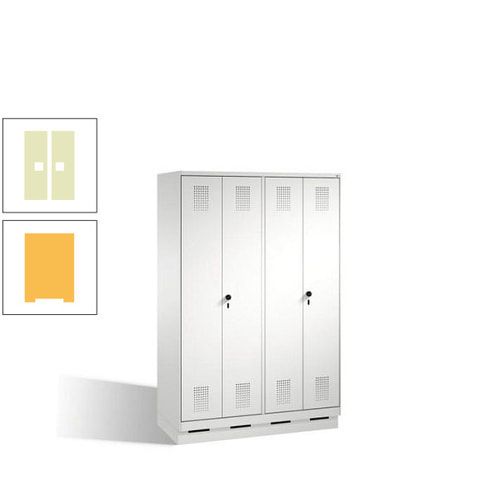 Doppel-Spind, Doppeltüren, Garderobenschrank mit Sockel, 4 Abteile a 300 mm, Korpus anthrazitgrau, Tür anthrazitgrau, 1.800 x 1.200 x 500 mm (HxBxT)
