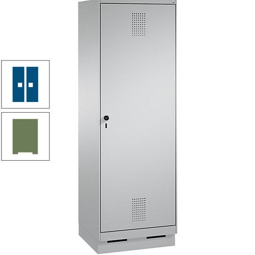 Doppel-Spind, Garderobenschrank, 1 Tür für 2 Abteile a 300 mm, Korpus anthrazitgrau, Türen anthrazitgrau, 1.800 x 600 x 500 mm (HxBxT)