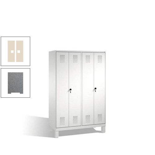 Doppel-Spind, Doppeltüren, Garderobenschrank mit Füßen, 4 Abteile a 300 mm, Korpus anthrazitgrau, Tür anthrazitgrau, 1.850 x 1.200 x 500 mm (HxBxT)