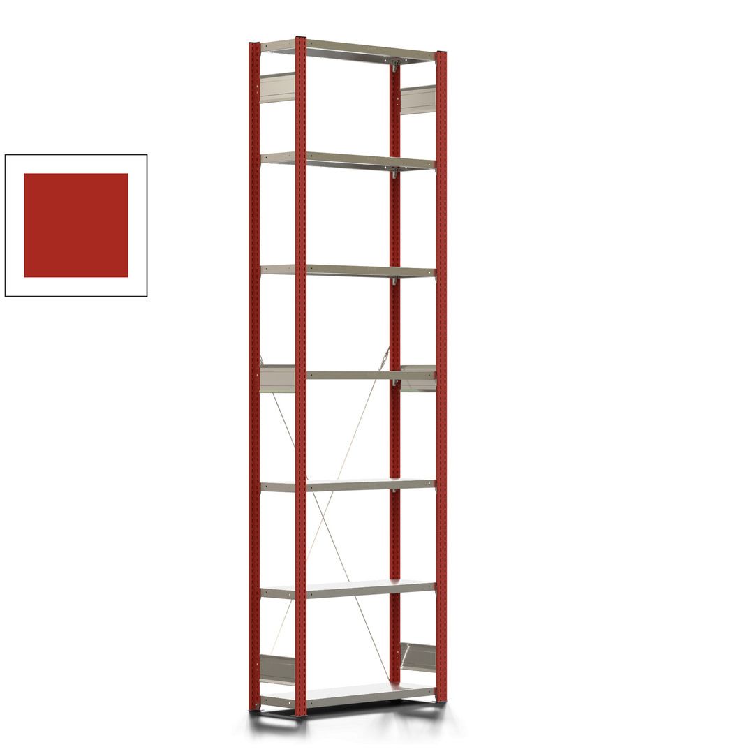Fachbodenregal mit Tiefenriegel - 250 kg - 3.000 x 875 x 300 mm (HxBxT) - Anbauregal - Rahmen enzianblau - Böden verzinkt, Steckregal BERT