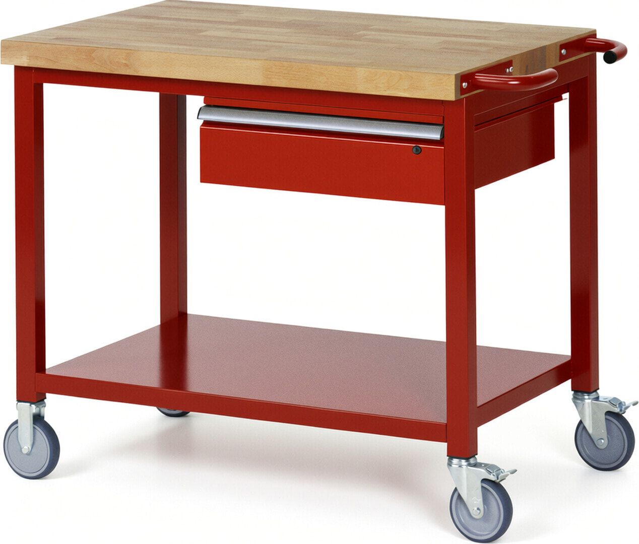 Mobile Werkbank mit Ablageboden - 1 Schublade - 150:1 - höhenverstellbar 880-1.080 mm - 1.000 x 700 mm (BxT) - 450 kg - Anthrazitgrau