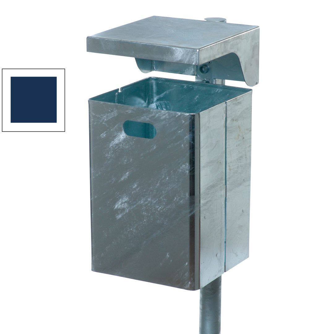 Abfallbehälter rechteckig mit Haube, Wand- oder Pfostenbefestigung, 600 x 310 x 360 mm (HxBxT), anthrazitgrau, Kommunal Abfalleimer
