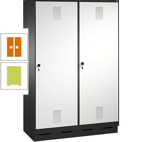 Doppel-Spind, Garderobenschrank, 2 Türen für 4 Abteile a 300 mm, Korpus anthrazitgrau, Türen anthrazitgrau, 1.800 x 1.200 x 500 mm (HxBxT)