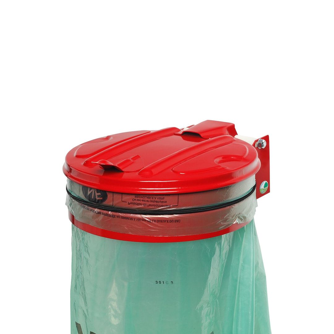 Müllsackhalter - Wandgerät mit Metall Deckel - für 120 l Säcke - 370 x 465 mm (BxT) - enzianblau