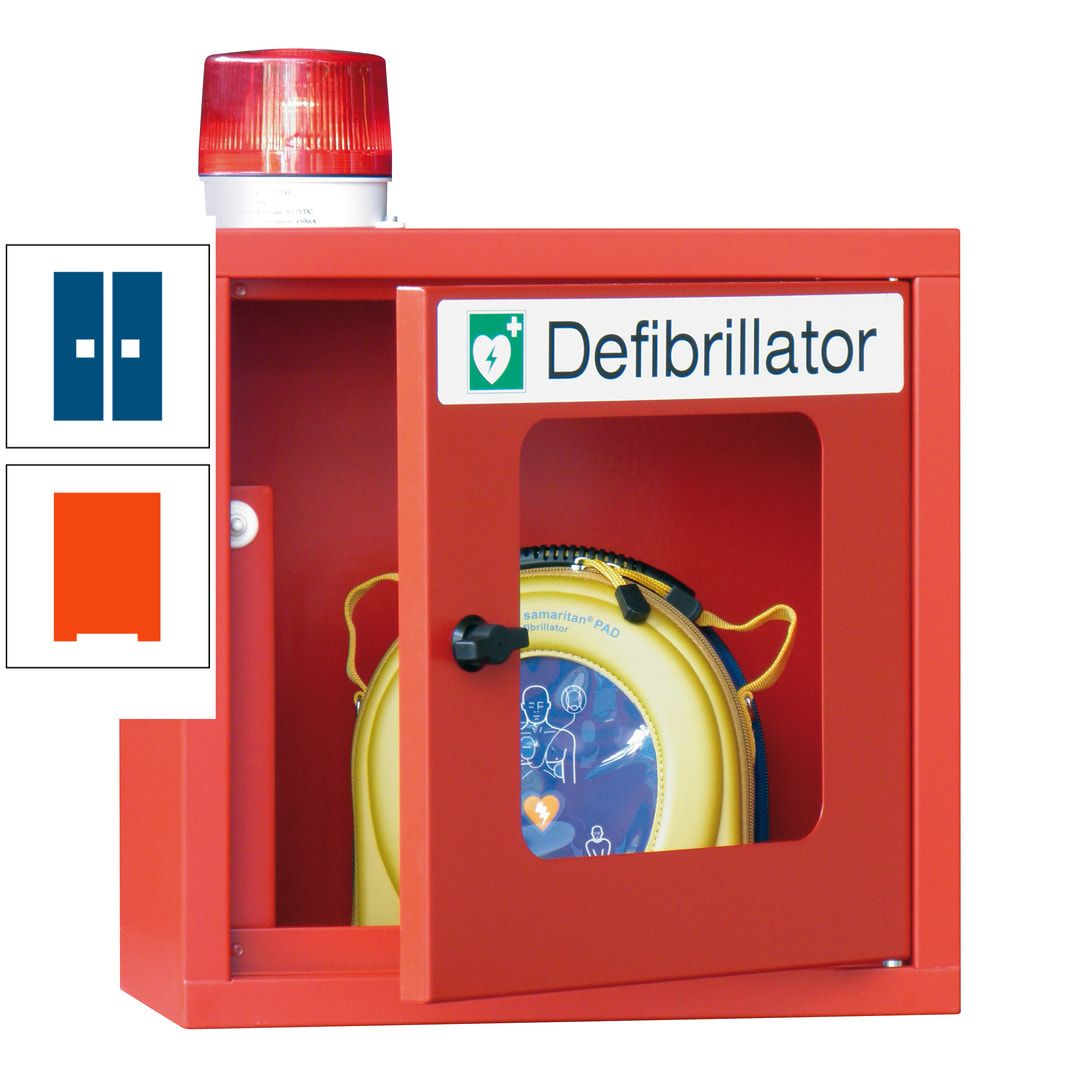 Defibrillatorenschrank mit akustischem und optischem Alarm - 490 x 400 x 200 mm (HxBxT) - Sichtfenster - anthrazitgrau