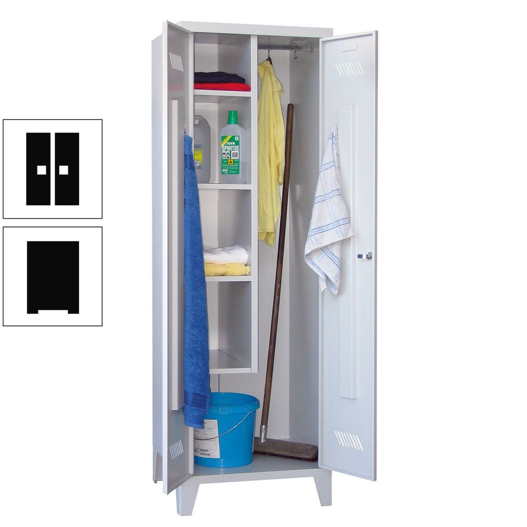 Putzschrank mit Füßen - 1 Abteil mit Trennwand - 1.850x600x500 mm (HxBxT) - Drehriegel - anthrazitgrau
