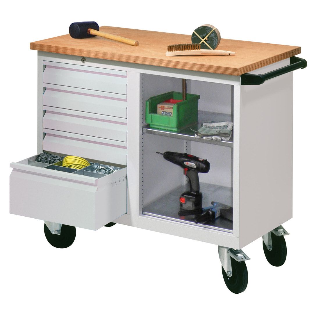 Mobile Werkbank - Werkstattwagen - 915 x 1.090 x 600 mm - 5 Schubladen und Ablagefach - anthrazitgrau