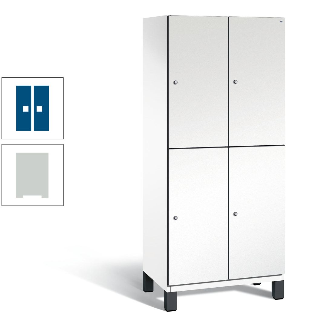 Fächerschrank, Stahlschrank, doppelstöckig, 4 Fächer, Füße, Korpus anthrazitgrau, Tür anthrazitgrau, 1.980 x 800 x 525 mm (HxBxT)