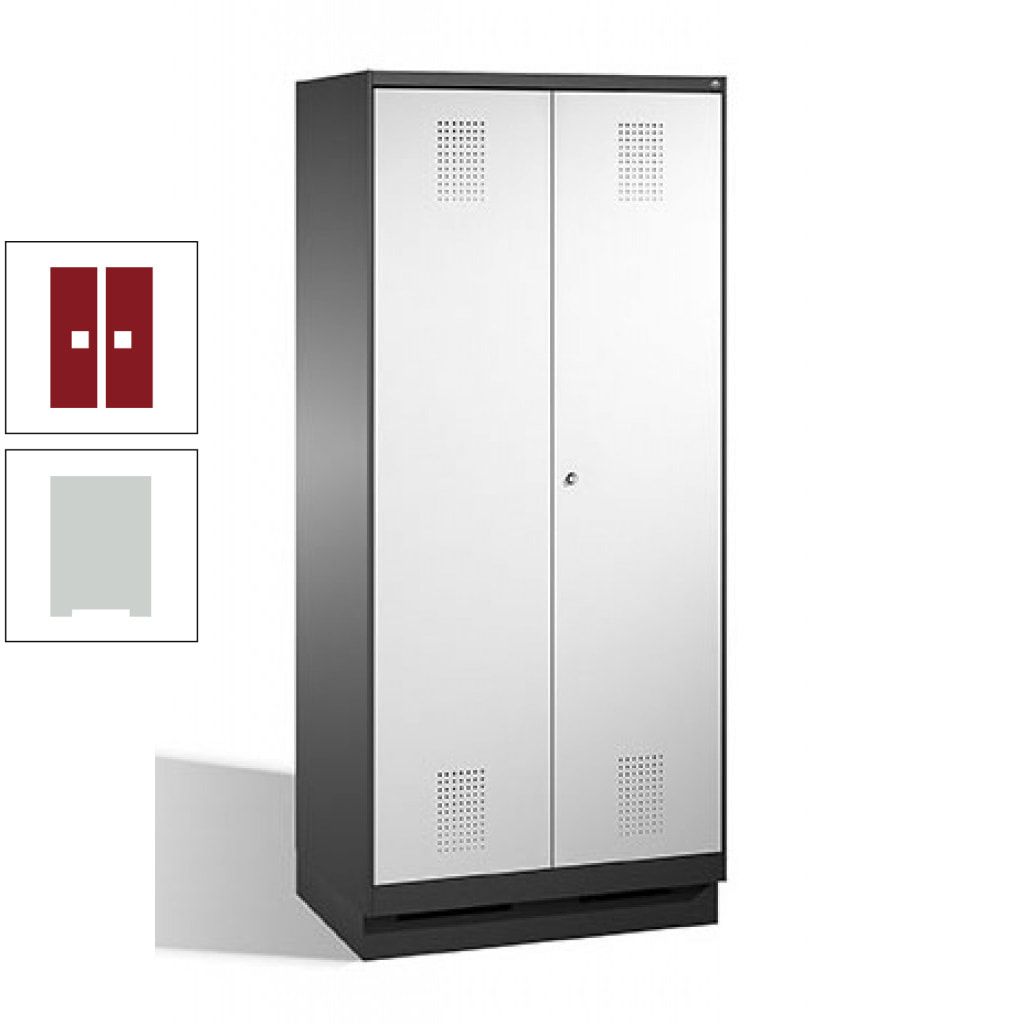 Doppel-Spind, Doppeltüren, Garderobenschrank mit Sockel, 2 Abteile a 400 mm, Korpus anthrazitgrau, Tür anthrazitgrau, 1.800 x 800 x 500 mm (HxBxT)