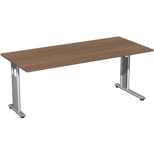Schreibtisch mit einseitig verkürzt Füßen - C-Fuß Flex - Bürotisch - Konferenztisch - 720 x 1.200 x 800 mm (HxBxT) - Dekor Ahorn - Gestell silber
