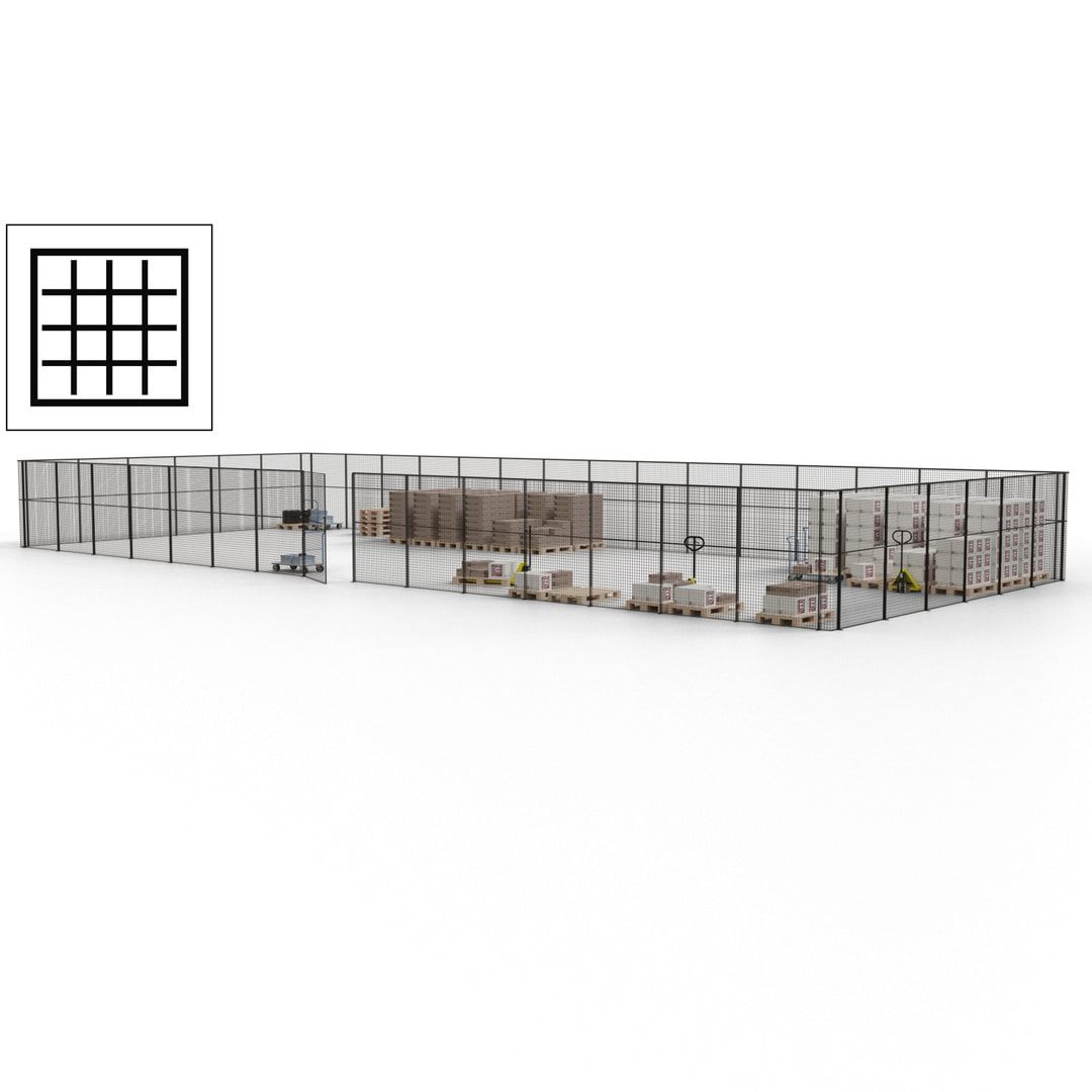 Maschinen Schutzgitter - Hallentrennwand - Sicherheitszaun - Tür - 63 m - 2.200 x 22.900 x 9.400 mm (HxBxT) - enzianblau