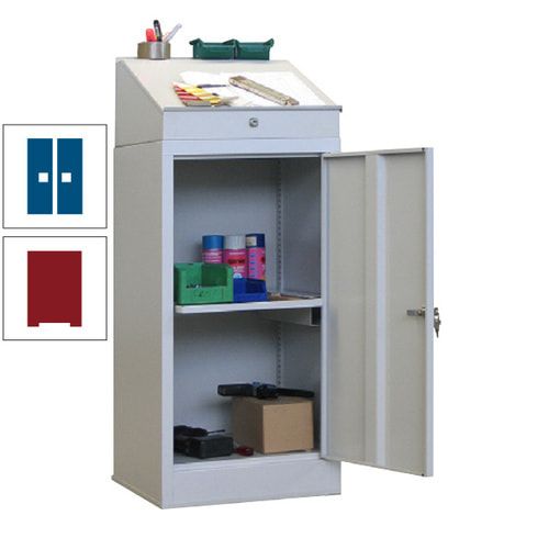 Stehpult mit Schrank - Vollblechtür - Zylinderschloss - 1 Ausziehboden - 1.270x500x500 mm (HxBxT) - anthrazitgrau
