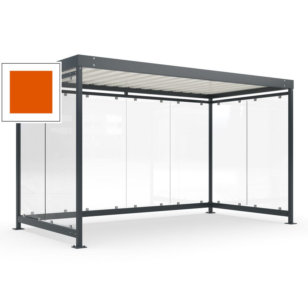 Fahrradunterstand, Fahrgastunterstand, Bushaltestelle, Bausatz, 12-13 Personen, 2.510 x 4.195 x 2.165 mm (HxBxT), 8 Wände, Achatgrau