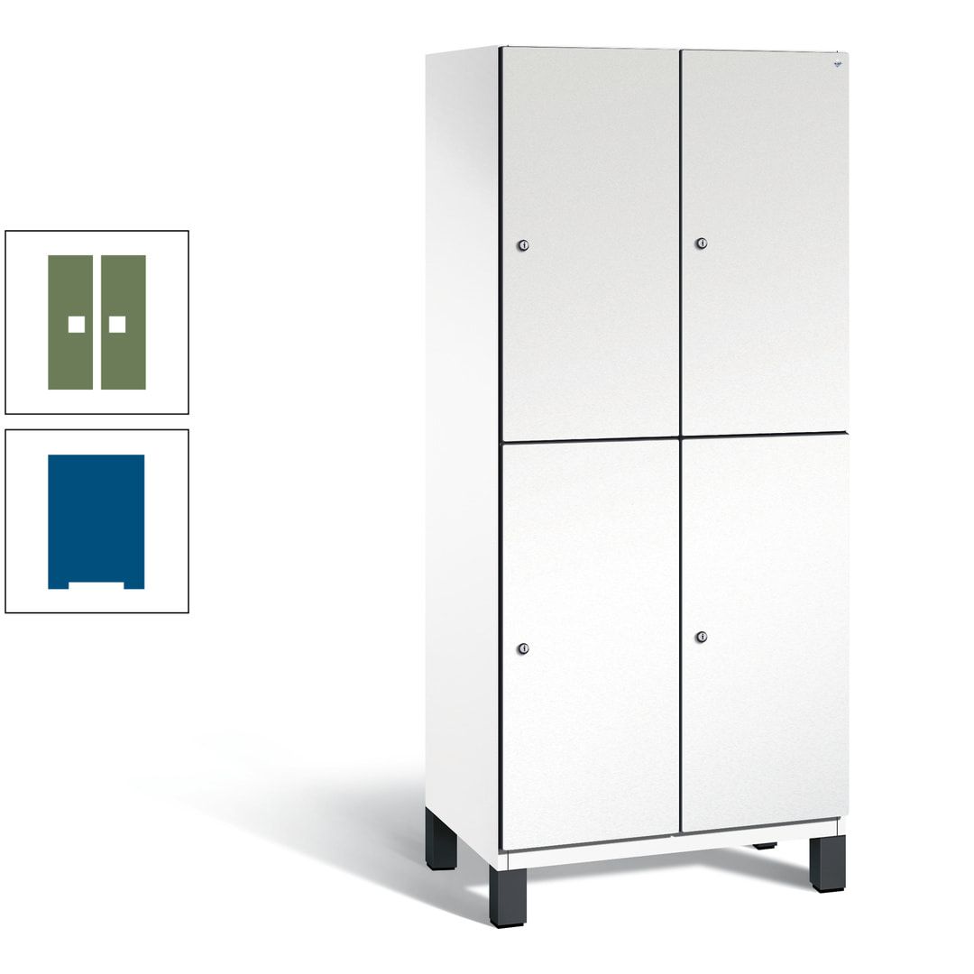 Fächerschrank, Stahlschrank, doppelstöckig, 4 Fächer, Füße, Korpus anthrazitgrau, Tür anthrazitgrau, 1.980 x 800 x 525 mm (HxBxT)