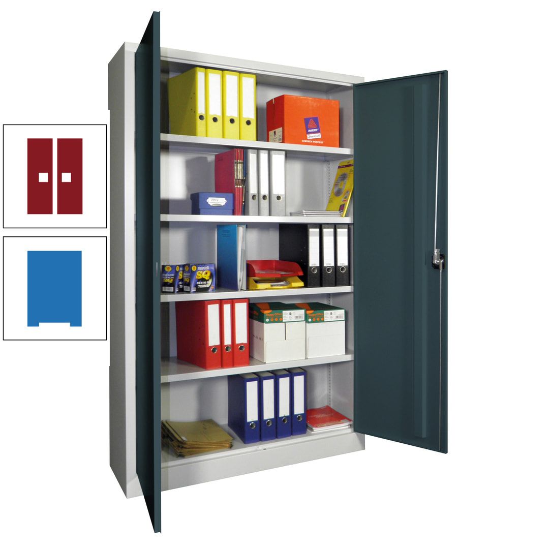 Aktenschrank - Vollblechtüren - 1.950x1.200x400 mm (HxBxT) - 4 Einlegeböden verzinkt - Zylinderschloss - anthrazitgrau