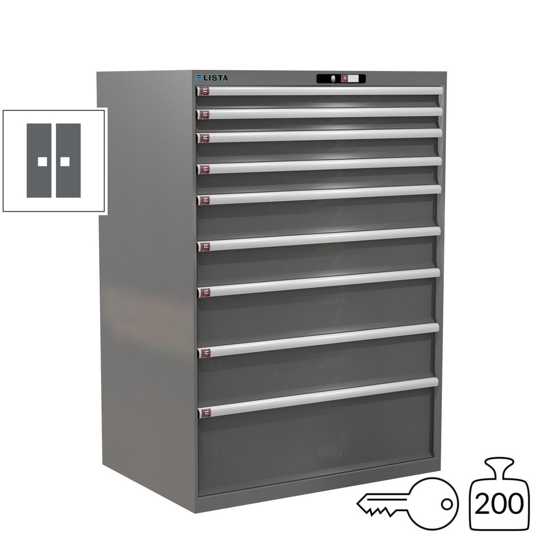 Lista Schubladenschrank - 12.550.010 - 1.450x1.023x725 mm (HxBxT) - 9 Schubladen - 200 kg - Key Lock - lichtblau (RAL 5012)
