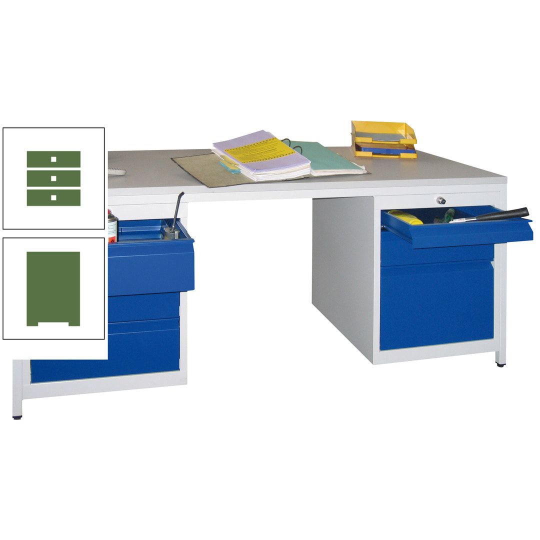Meisterschreibtisch - 6 Schubladen, 75 / 125 / 150 / 175 / 300 mm - 720 x 1.700 x 800 mm (HxBxT) - anthrazitgrau