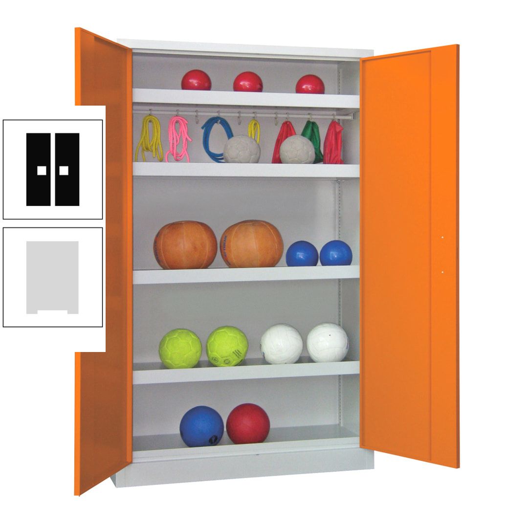 Ballschrank - Vollblechtüren - 4 Böden - 1 Hakenleiste - 1.950x1.200x500 mm (HxBxT) - anthrazitgrau