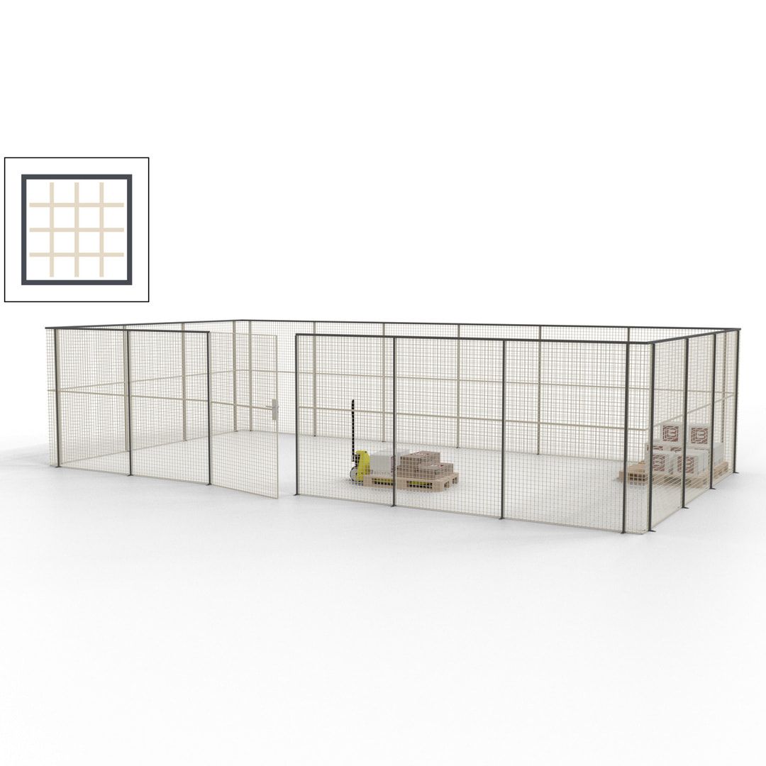 Maschinen Schutzgitter - Hallentrennwand - Sicherheitszaun - Tür - 27 m - 2.200 x 9.400 x 4.900 mm (HxBxT) - enzianblau