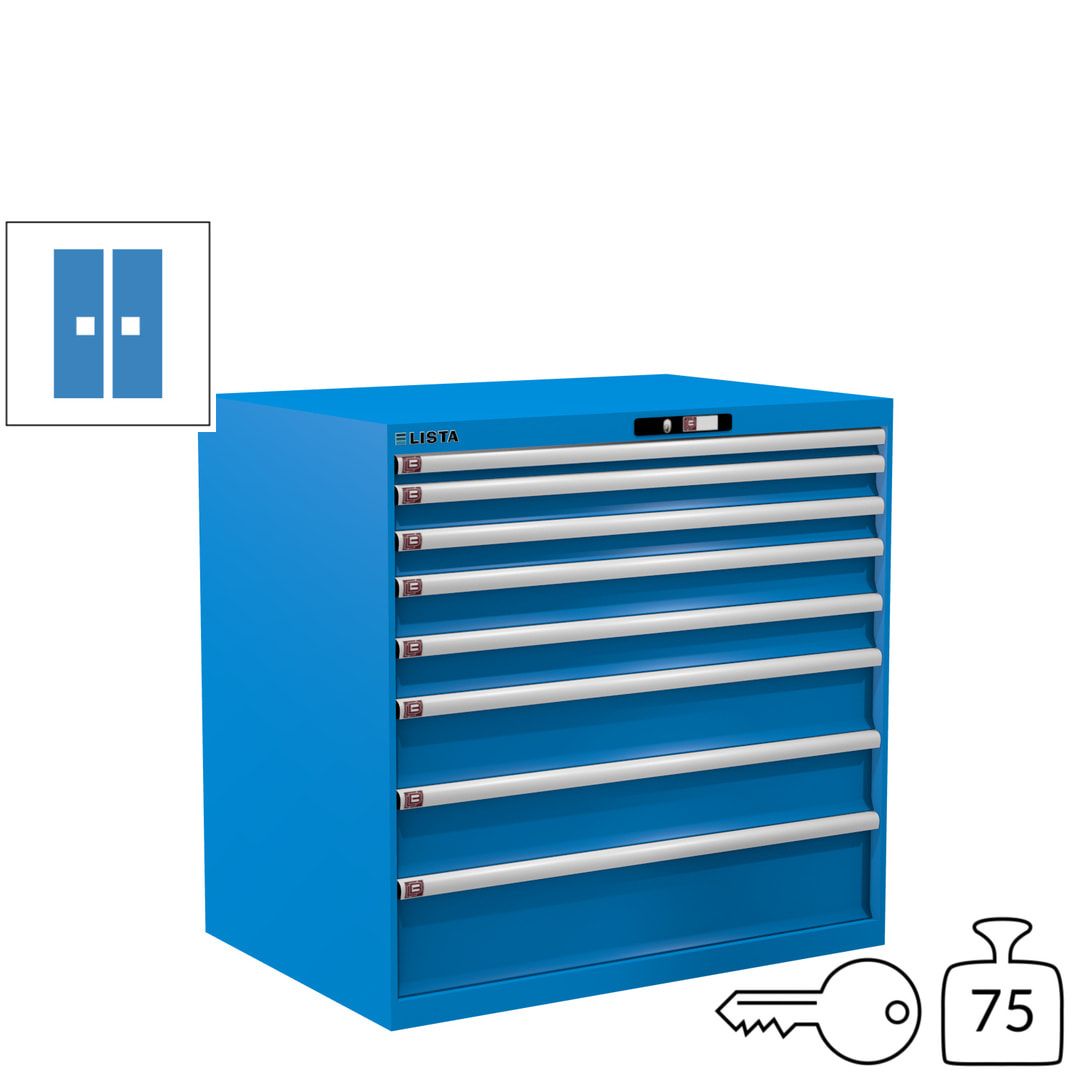 Lista Schubladenschrank - 12.541.010 - 1.000x1.023x725 mm (HxBxT) - 8 Schubladen - 200 kg - Key Lock - lichtblau (RAL 5012)