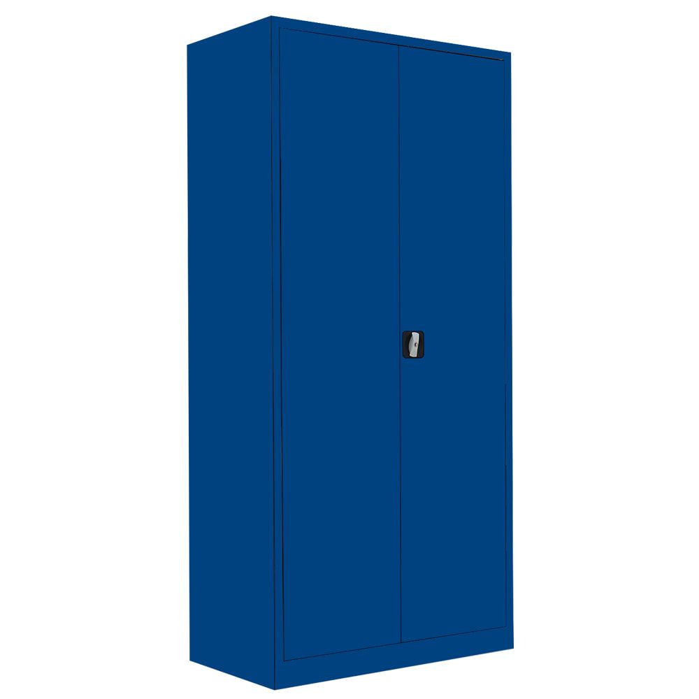 Aktenschrank, Büroschrank, abschließbar, Flügeltüren, 4 Fachböden, 1.950 x 925 x 500 mm (HxBxT), Stahl, Korpus und Türen in enzianblau