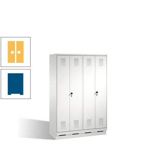 Doppel-Spind, Doppeltüren, Garderobenschrank mit Sockel, 4 Abteile a 300 mm, Korpus anthrazitgrau, Tür anthrazitgrau, 1.800 x 1.200 x 500 mm (HxBxT)