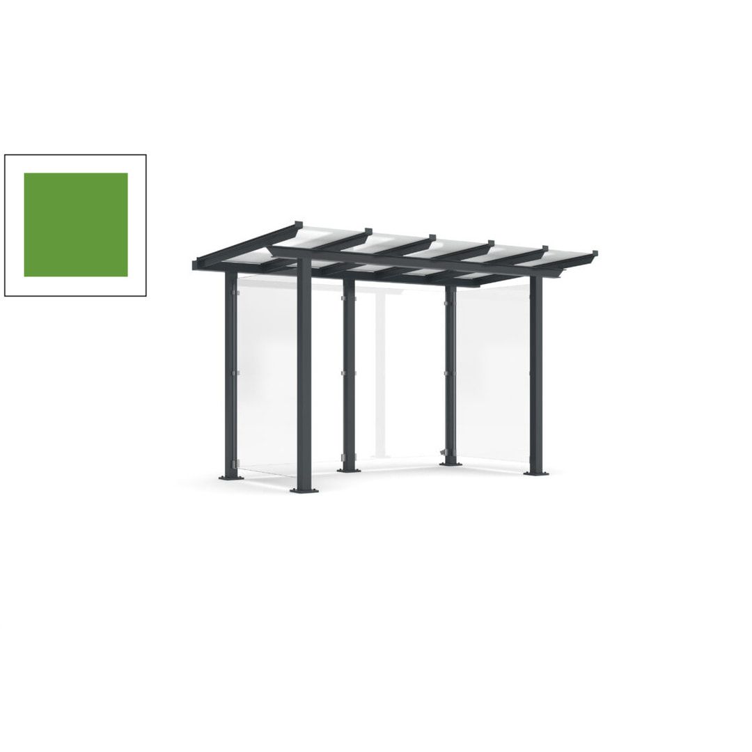 Unterstand mit Pultdach und Sicherheitsglas - feuerverzinkt und farbbeschichtet - 2.435 x 3.850 x 2.090 (HxBxT) - Farbe Achatgrau