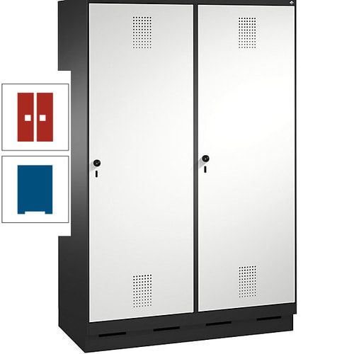 Doppel-Spind, Garderobenschrank, 2 Türen für 4 Abteile a 300 mm, Korpus anthrazitgrau, Türen anthrazitgrau, 1.800 x 1.200 x 500 mm (HxBxT)