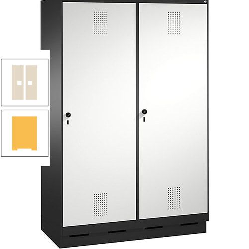 Doppel-Spind, Garderobenschrank, 2 Türen für 4 Abteile a 300 mm, Korpus anthrazitgrau, Türen anthrazitgrau, 1.800 x 1.200 x 500 mm (HxBxT)