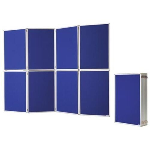 Klappstellwand, Raumteiler, klappbar, doppelseitiger Textilfilz in royalblau, 1.810 x 2.440 x 20 mm (HxBxT), Aluminium