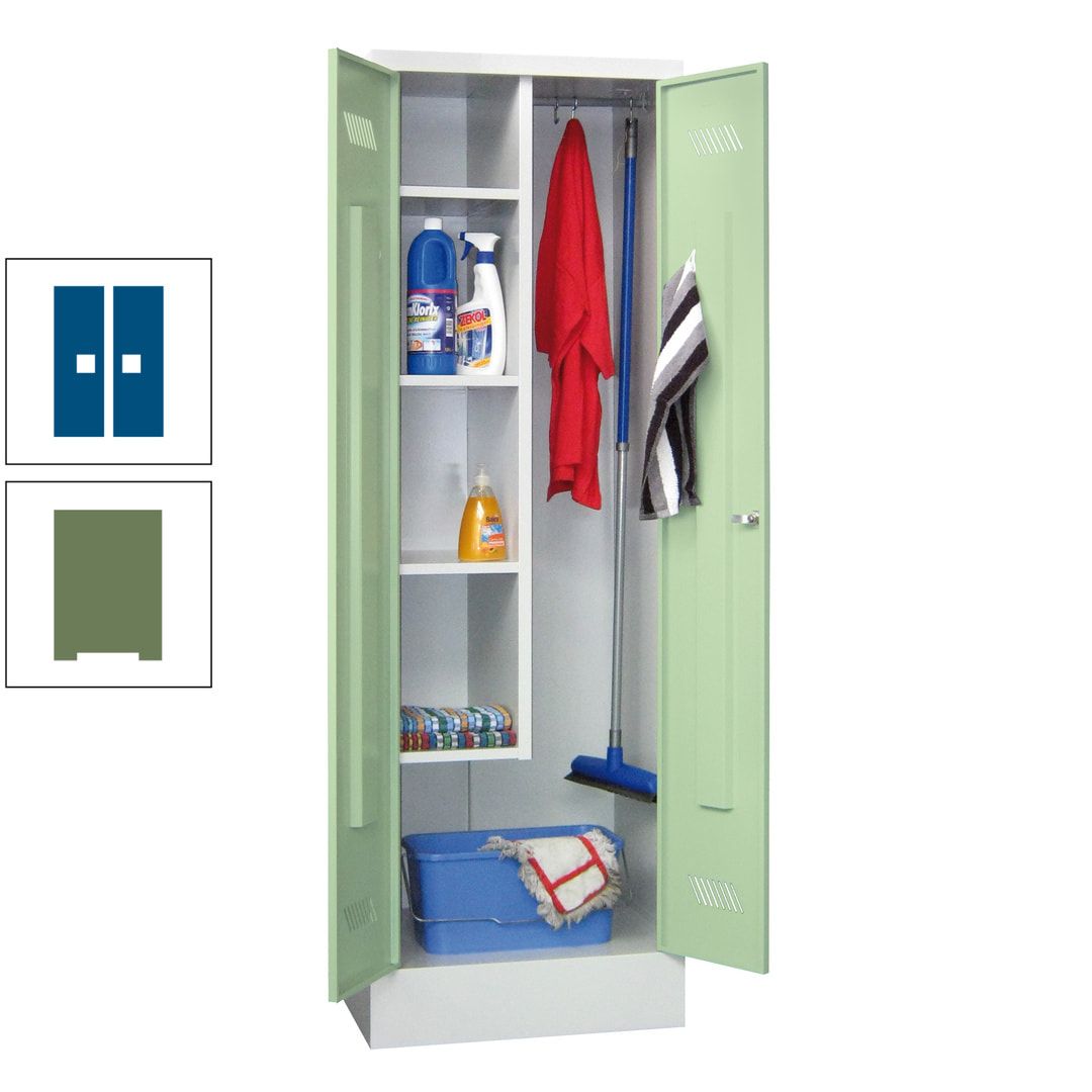 Putzschrank mit Sockel - 1 Abteil mit Trennwand - 1.850x600x500 mm (HxBxT) - Drehriegel - anthrazitgrau