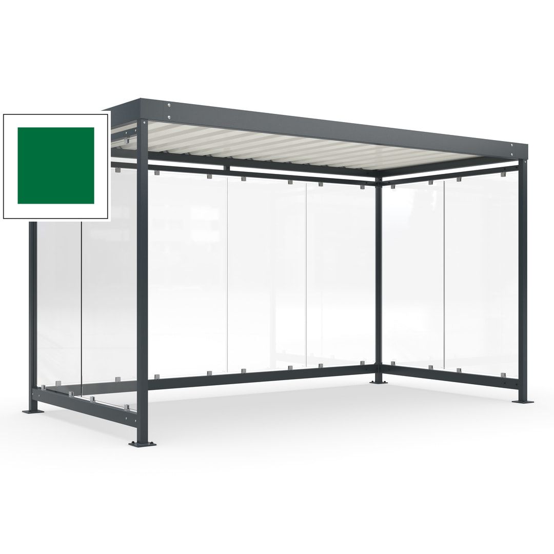 Fahrradunterstand, Fahrgastunterstand, Bushaltestelle, Bausatz, 12-13 Personen, 2.510 x 4.195 x 2.165 mm (HxBxT), 8 Wände, Achatgrau