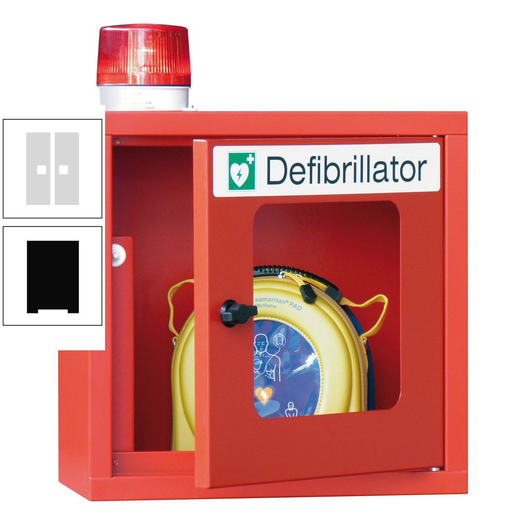 Defibrillatorenschrank mit akustischem und optischem Alarm - 490 x 400 x 200 mm (HxBxT) - Sichtfenster - anthrazitgrau