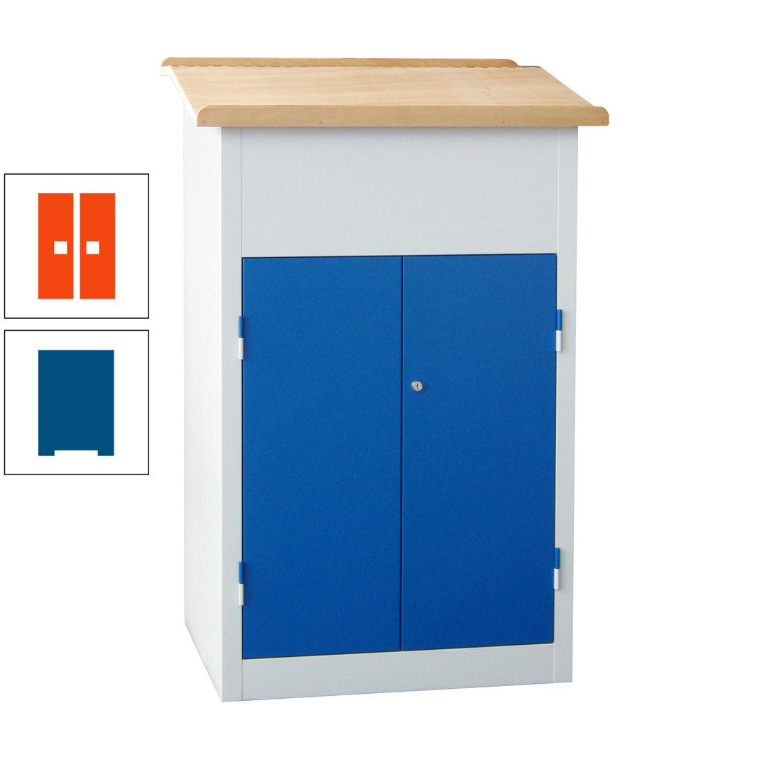 Stehpult mit Schrank - Vollblechtür - Zylinderschloss - 2 Böden - 1.200 x 700 x 600 mm (HxBxT) - anthrazitgrau