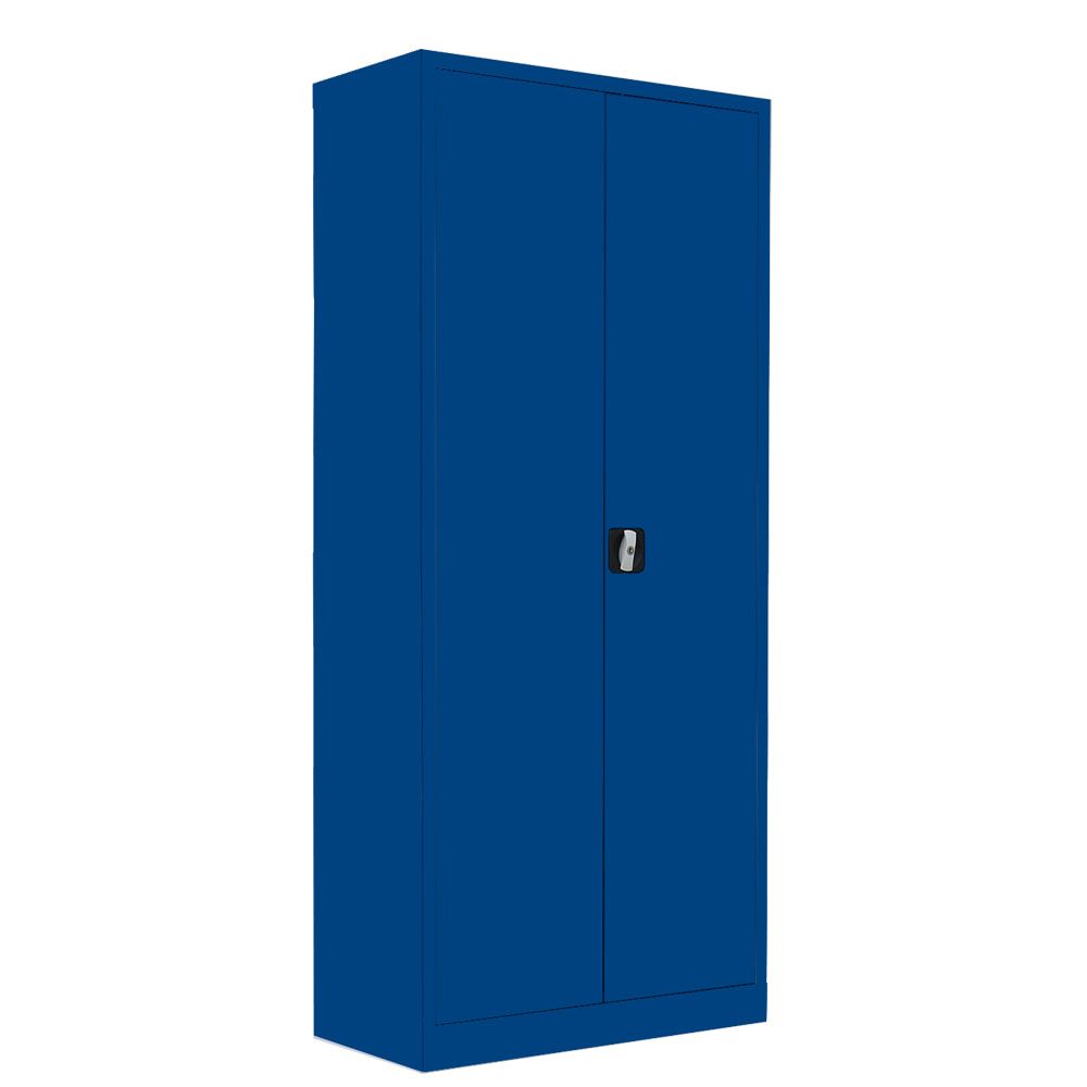 Aktenschrank, Büroschrank, abschließbar, Flügeltüren, 4 Fachböden, 1.800 x 800 x 383 mm (HxBxT), Stahl, Korpus und Türen in enzianblau
