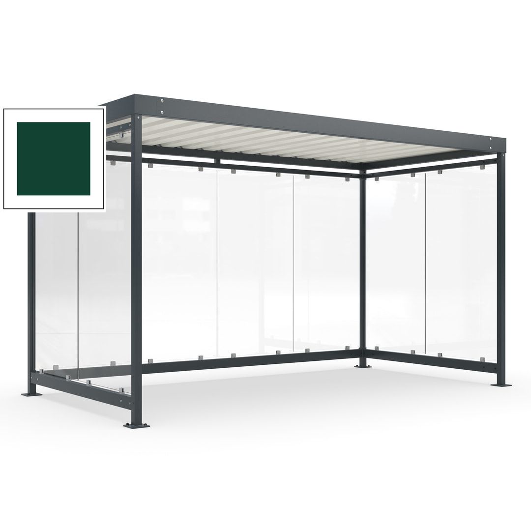 Fahrradunterstand, Fahrgastunterstand, Bushaltestelle, Bausatz, 12-13 Personen, 2.510 x 4.195 x 2.165 mm (HxBxT), 8 Wände, Achatgrau