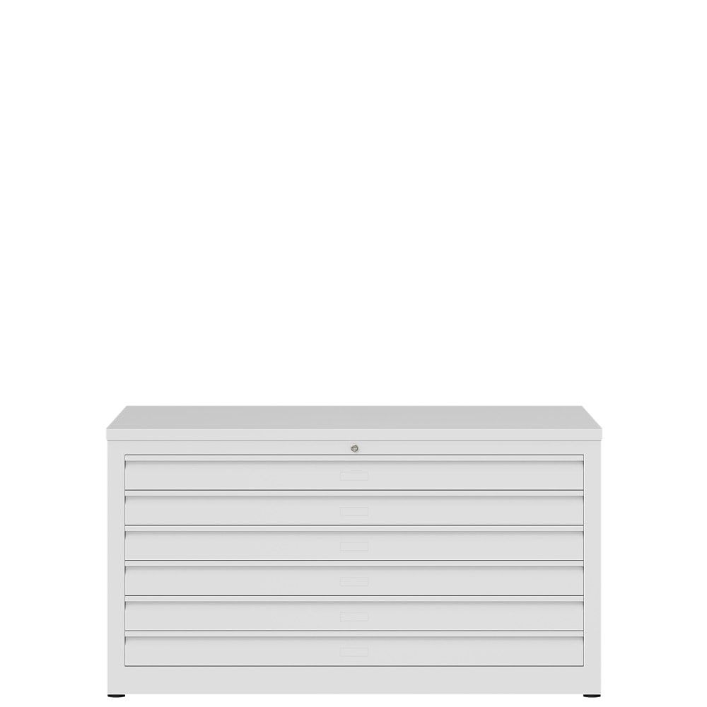 Zeichenschrank, Planschrank, Architektenschrank, Flachablageschrank, bis DIN A1, 6 Schubladen, 605 x 1.135 x 835 mm (HxBxT), Farbe: lichtgrau