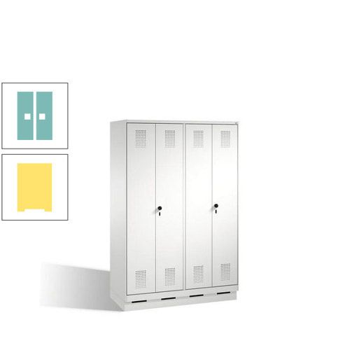 Doppel-Spind, Doppeltüren, Garderobenschrank mit Sockel, 4 Abteile a 300 mm, Korpus anthrazitgrau, Tür anthrazitgrau, 1.800 x 1.200 x 500 mm (HxBxT)
